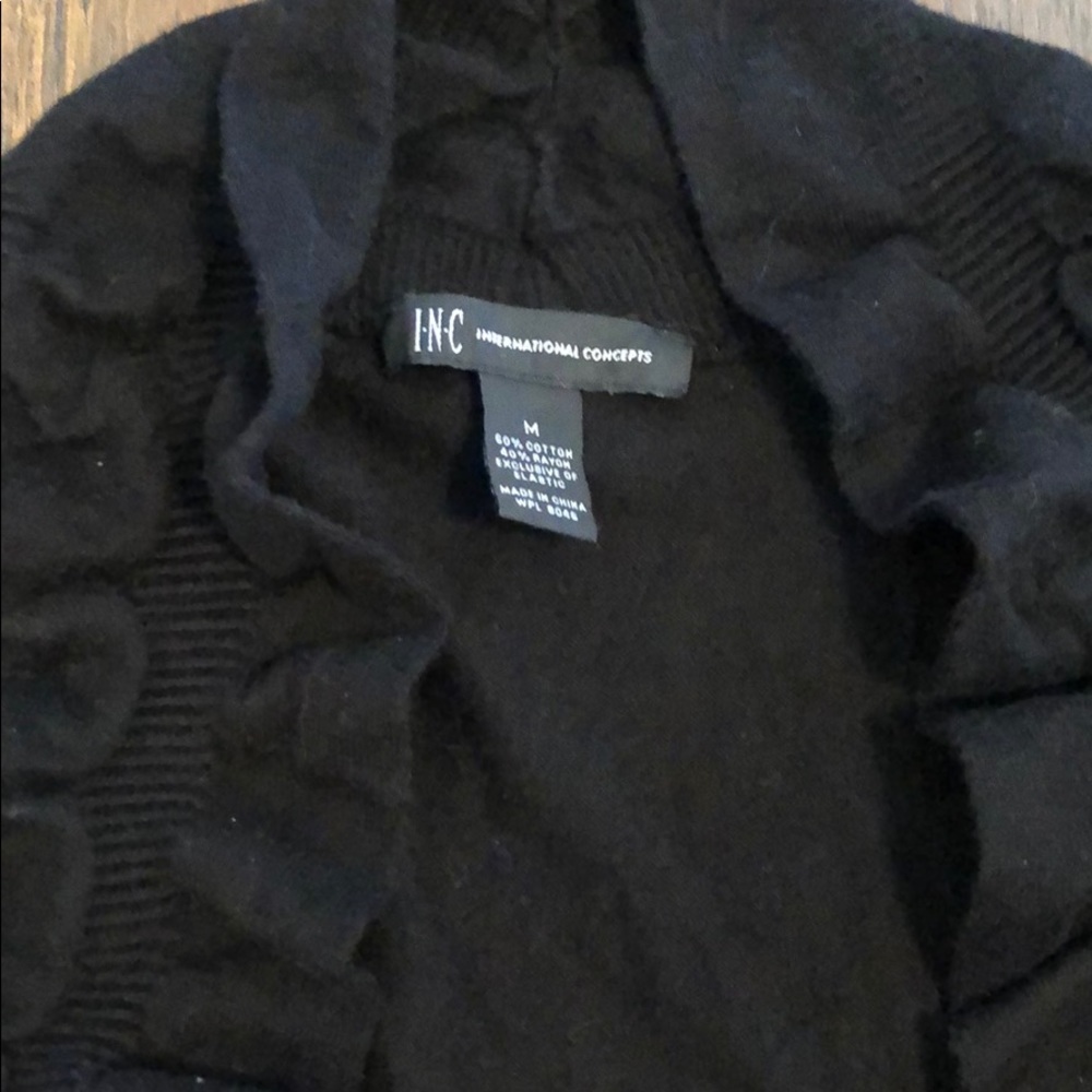 INC Black Ruffle Sweater - Picture 3 of 3
